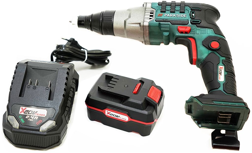 Parkside Akku Trockenbauschrauber 20V Akku Schnellbauschrauber PTBSA 20-Li inkl. 4Ah Akku u. 2,4A Ladegerät
