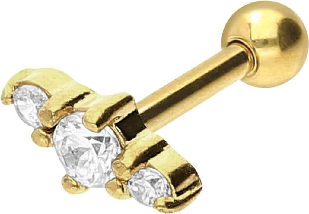 Ohrpiercing Chirurgenstahl Ohrpiercing 3 KRISTALLE
