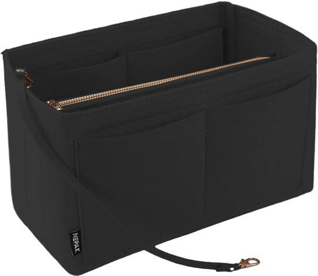 Organiseur de sac à main noir multi-poches en tissu léger anti-rayures