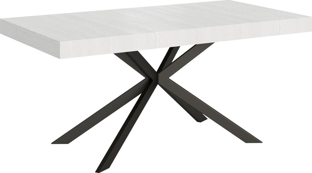 ITYHOME - Ausziehtisch 160/420X90 cm Plaker Esche weiß Tischbeine Anthrazit