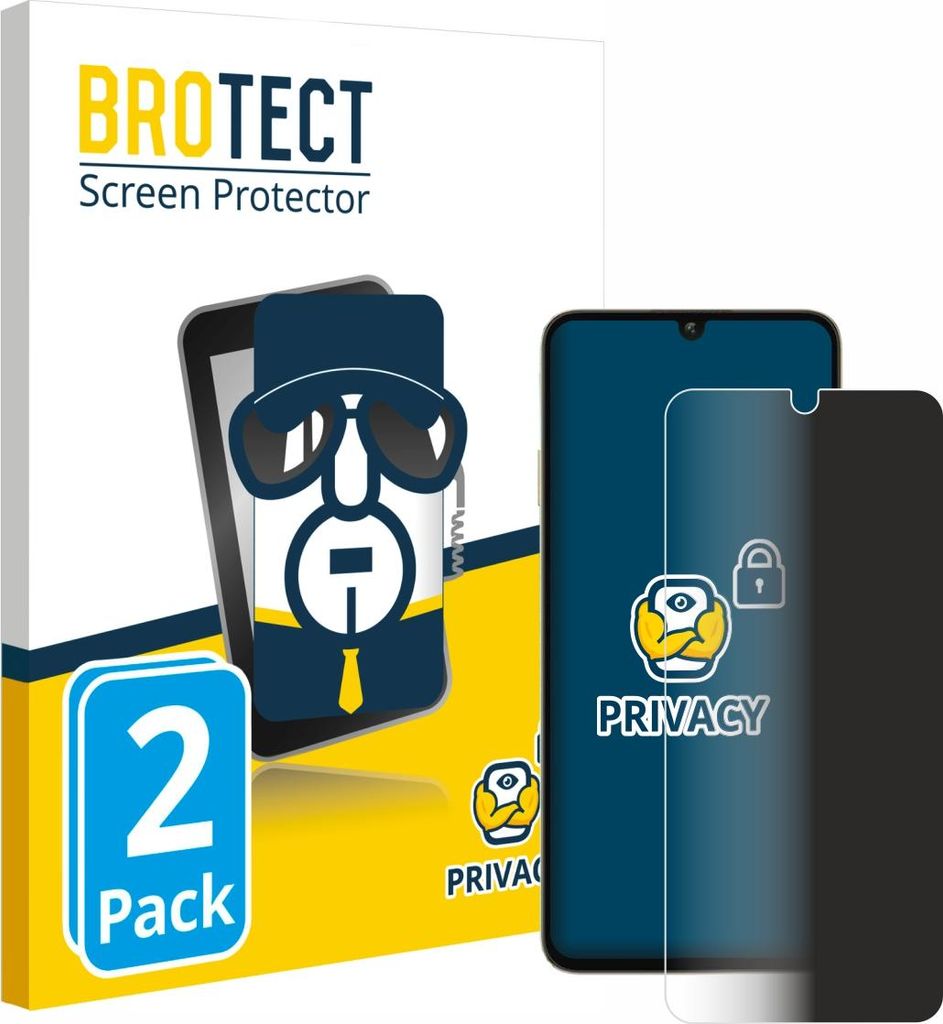 2x BROTECT Sichtschutzfolie für Oukitel C59 Pro Anti-Spy Privacy Sichtschutz Blickschutz Folie Blaulicht-Schutz