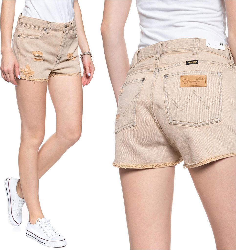 WRANGLER Damen, Shorts THE SHORT, Regular fit, Brązowy, kurze, hosen,