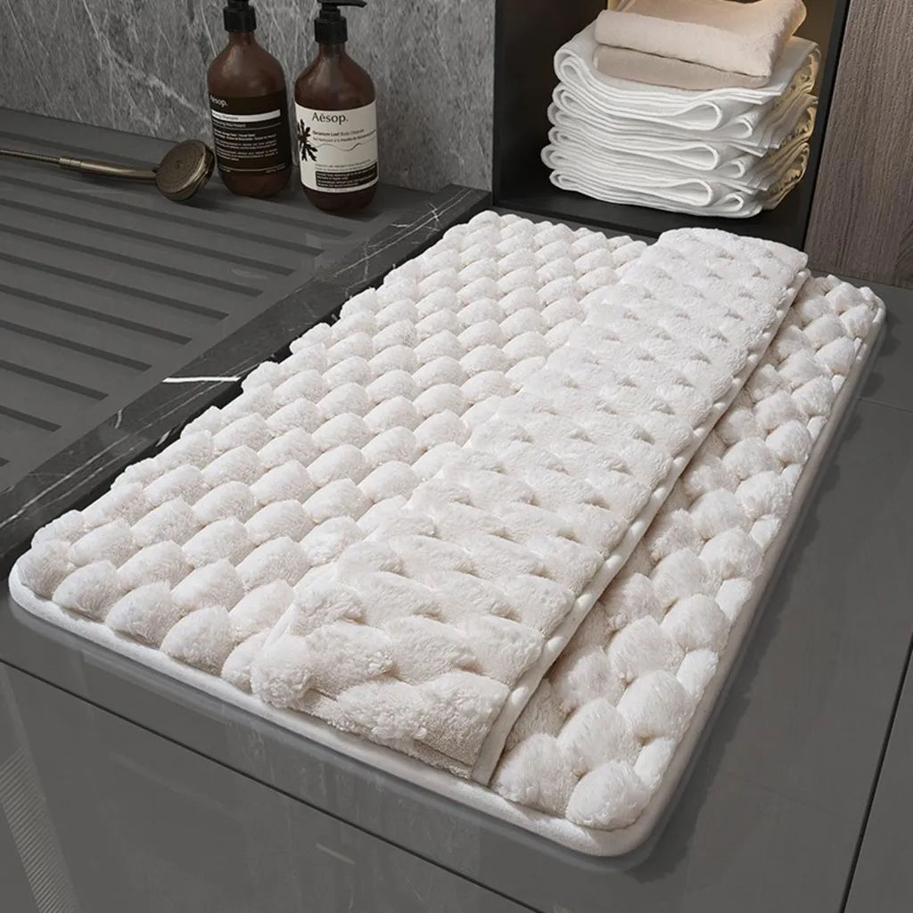 Tappeto da bagno antiscivolo in memory foam - Tappeto da bagno altamente assorbente per il bagno con doccia, dimensioni: 50x80 cm, colore: bianco
