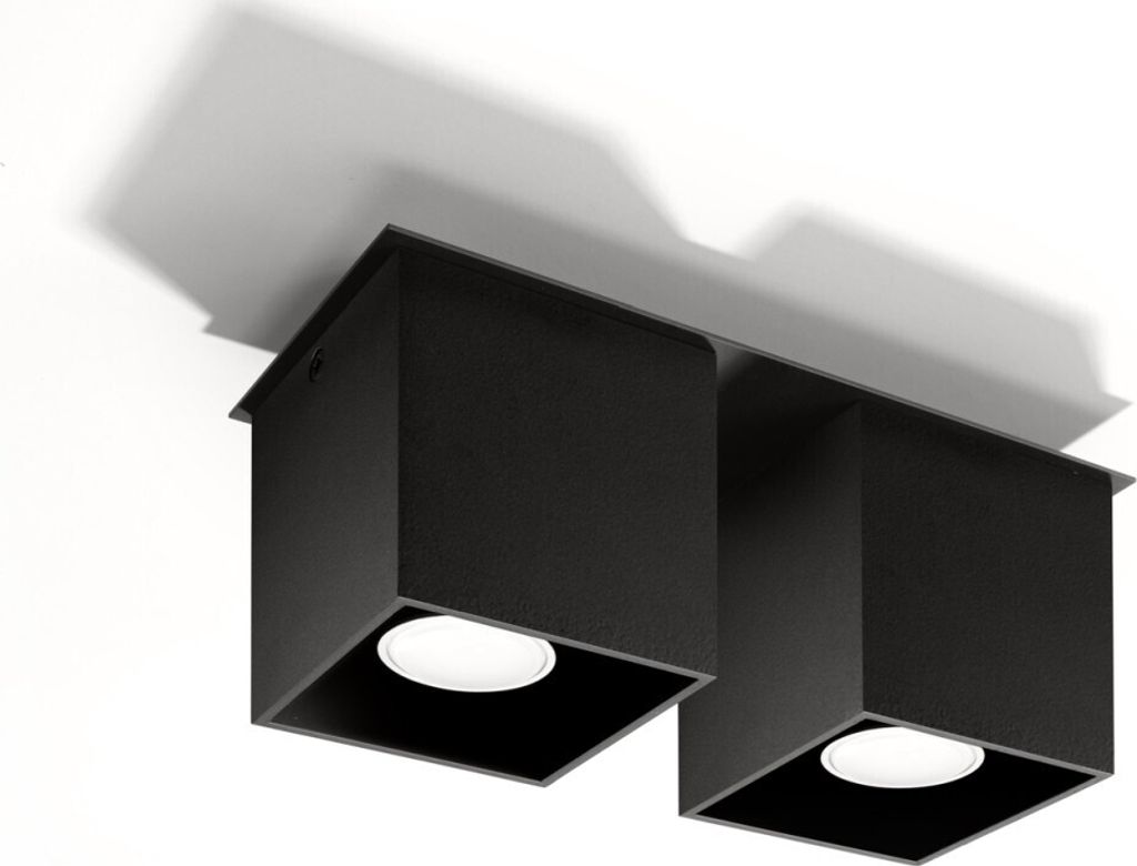 Deckenleuchte Bauhaus GEO Schwarz Aluminium L:26cm 2-flammige Deckenlampe Wohnzimmer Schlafzimmer