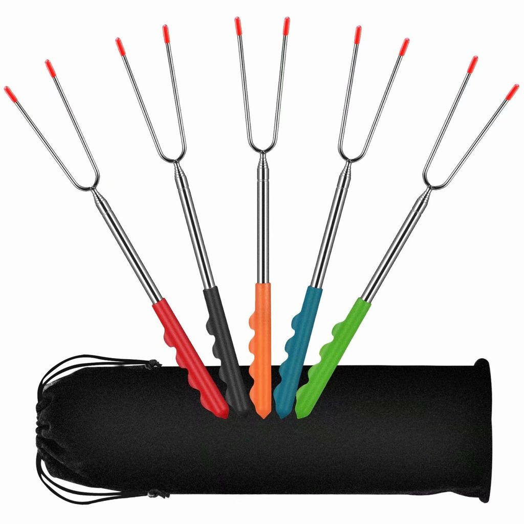 5 Stück Grillspieße, ausziehbar, 32 cm – 115 cm, Edelstahl, Produktbild 