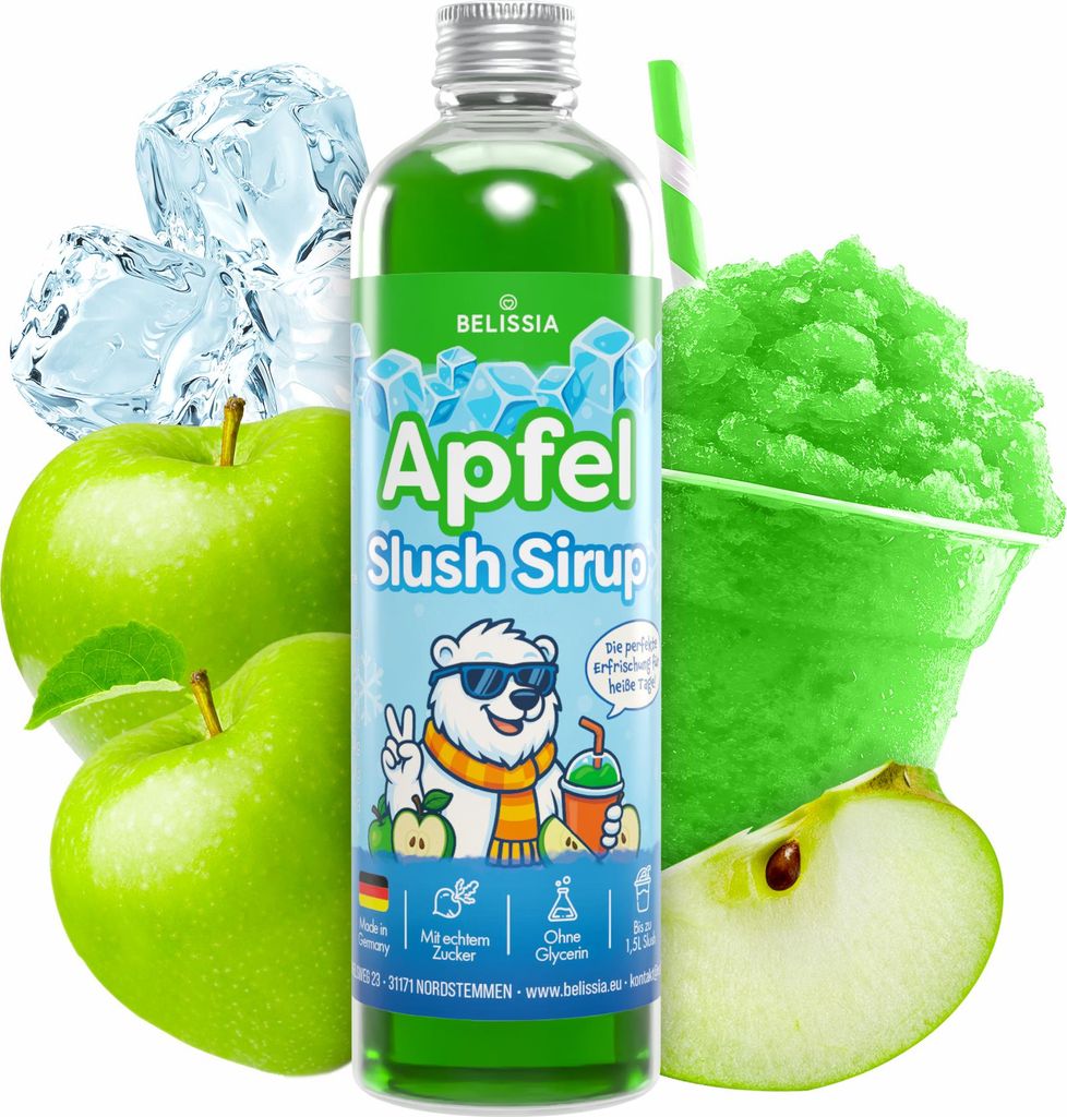 Belissia Slush Eis Sirup 250ml Konzentrat - Apfel - sehr Produktbild 