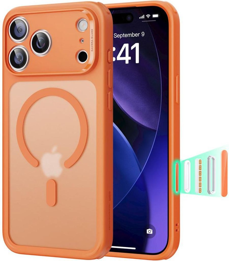 Handyhlle fr iPhone 17 Pro, ESR Classic Hybrid mit MagSafe, Durchscheinend-Orange
