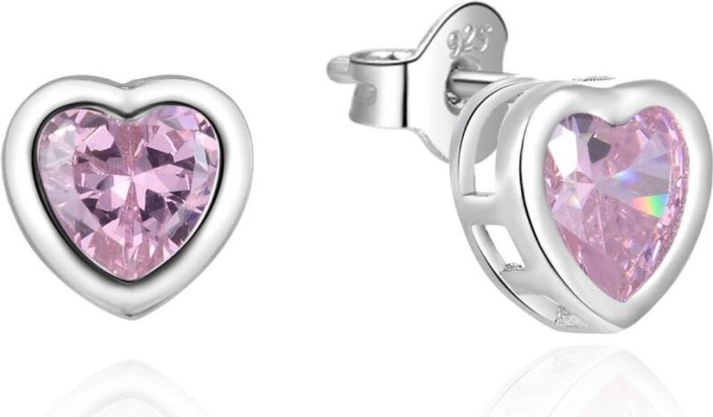 Gentle silver heart earrings with zircons AGUP2430L