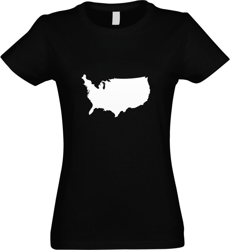 Kiwistar - T-Shirt tailliert - Damen - schwarz - USA - Vereinigte Staaten Umriss - mit Motiv Bedruckt - Funshirt Design - Sport - Freizeit - Damen ...