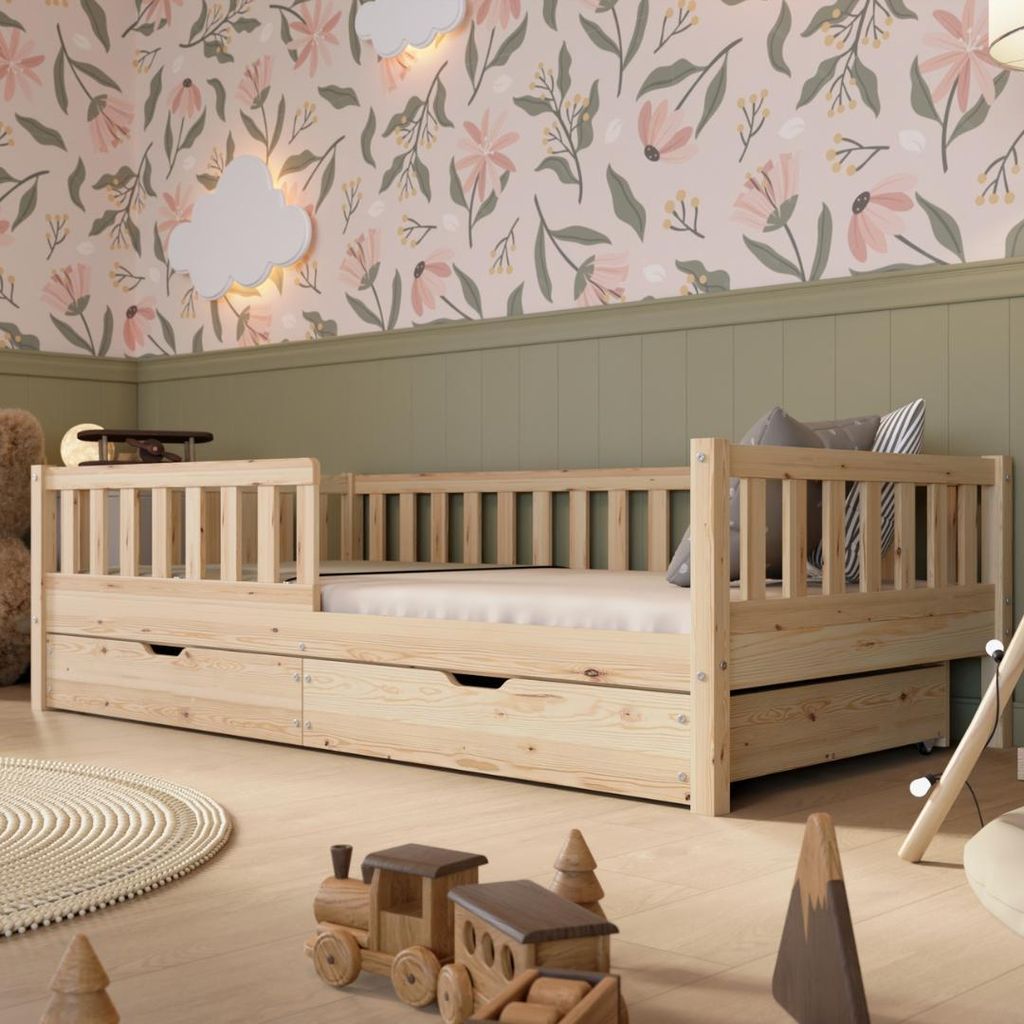 Crazy Pine Lit d'enfant avec tiroir 200x140cm - Lit de sol Image du produit 