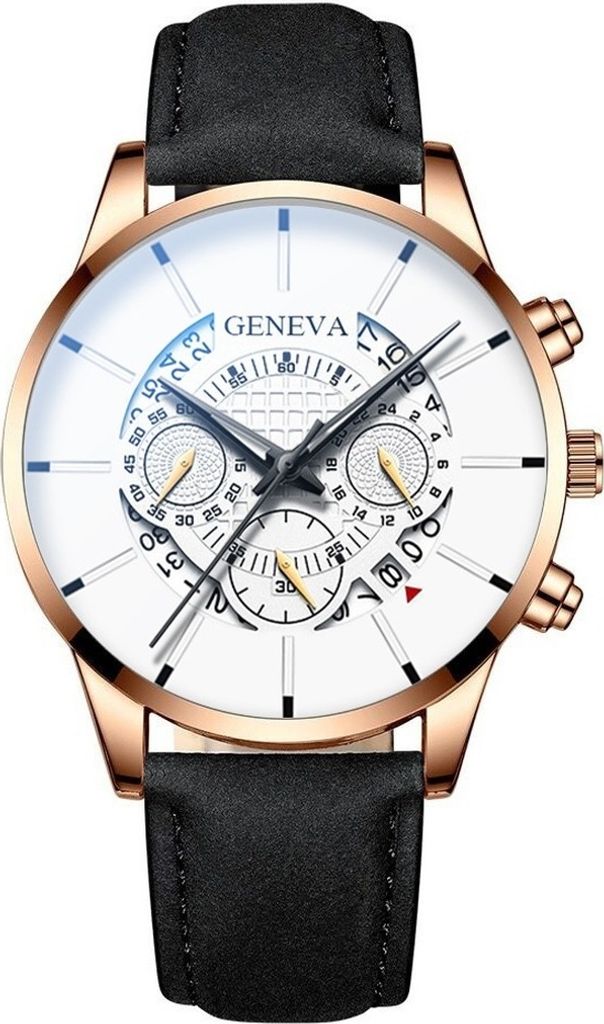 Stylische Brad Herrenuhr in Schwarz / Goldrosa für jeden Anlass KP23739