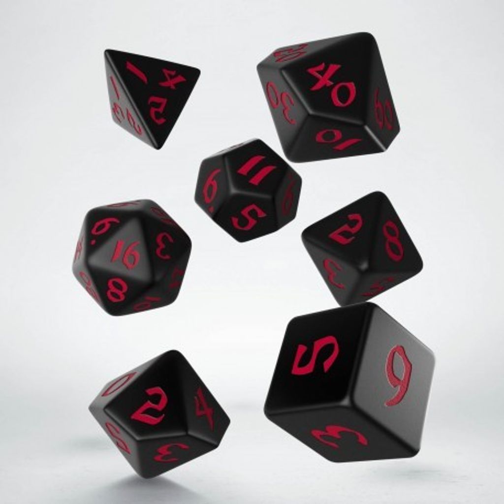 Q-Workshop Würfel Classic Runic schwarz rot Set 7 Stück Rollenspiel