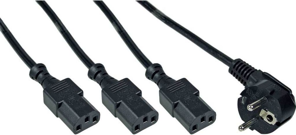 InLine® 16657H Câble réseau en Y, 1x prise de terre à 3x Image du produit 