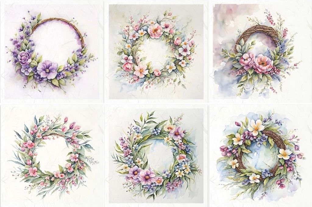 Scrapbooking-Bastelpapier-Set reis - ITD - RSM122 Girlande, rosa Blumen