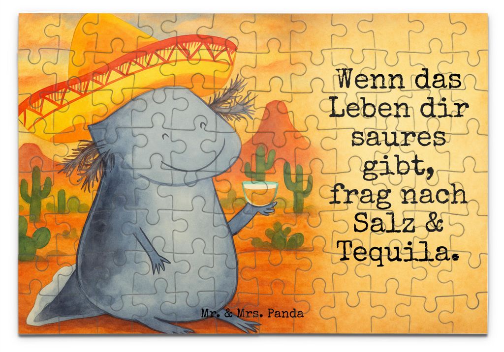 Mr. & Mrs. Panda Puzzle Axolotl Tequila Design 96 Teile - Weiß - Geschenk, 1500, 500, Zitrone, 2000, Urlaub, Mexiko, Spruch, 1000, Party, trinken,...