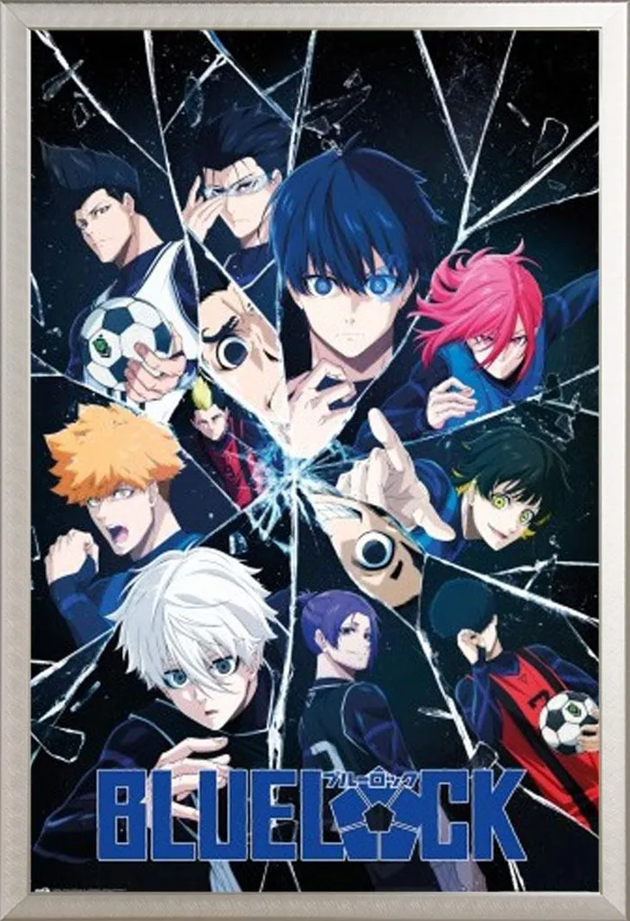 Kit Poster Bluelock con Cornice Shinsuke Argento Vetro Acrilico