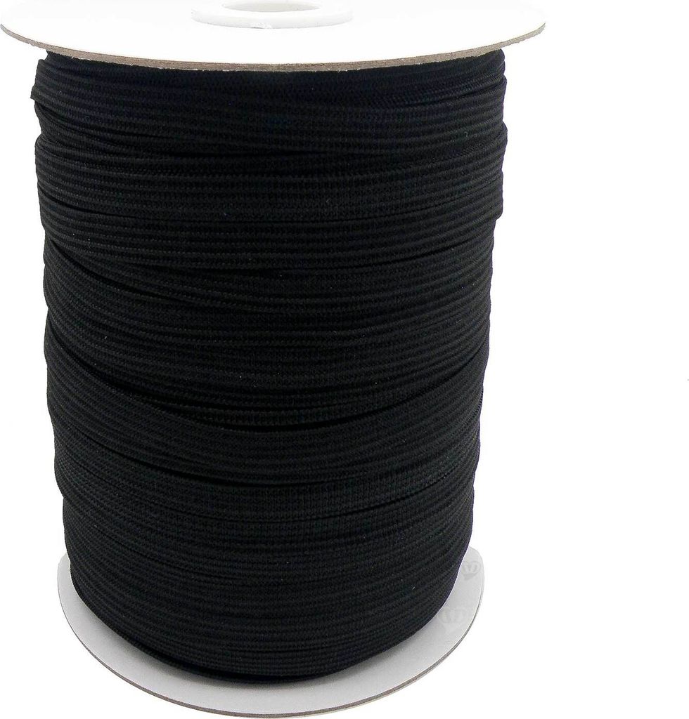 100m Gummiband gestrickt Gummilitze elastisches Band Wäschegummi Variantenwahl, Größe:10mm, Farbe:schwarz