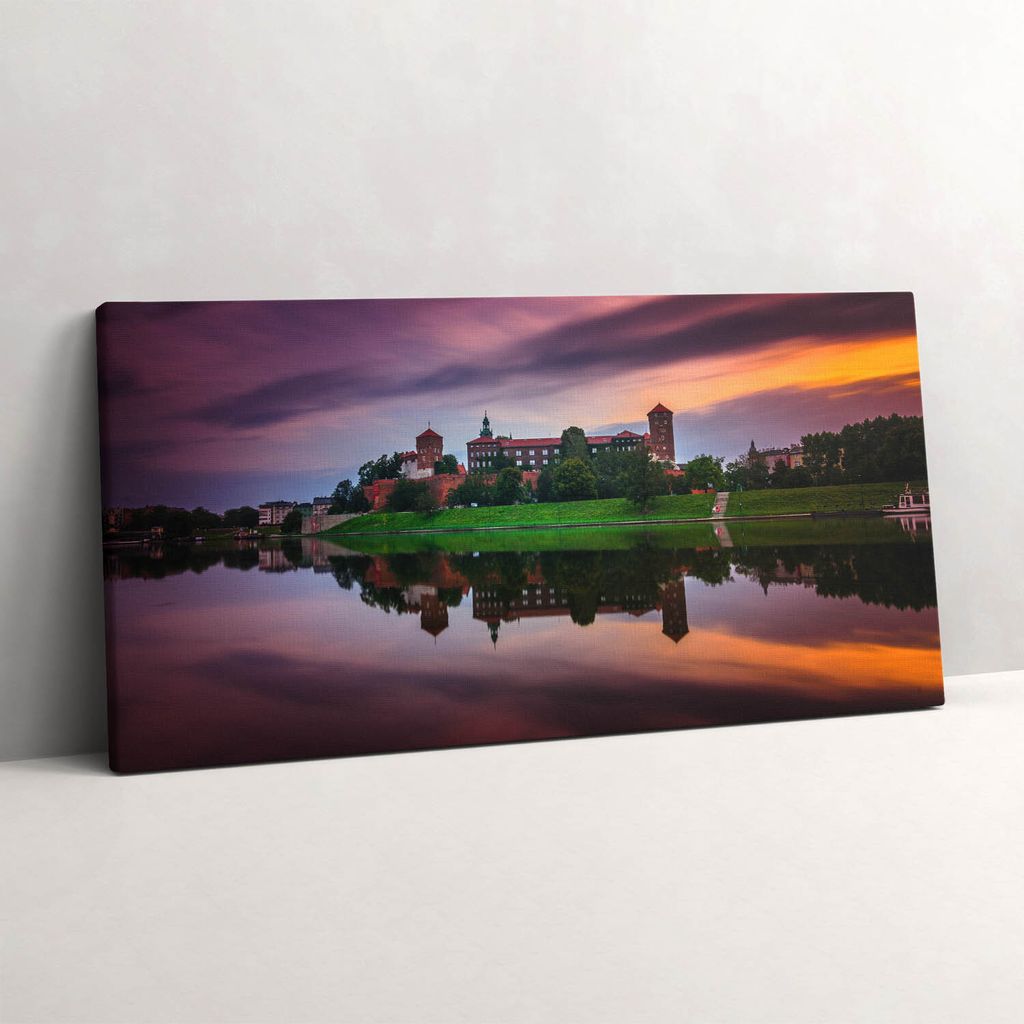 Sonnenaufgang am Königsschloss Wawel – Leinwandbild Wandbild – 100x50 cm – Leinwandbilder – Wandbilder – Schlafzimmer – Flur