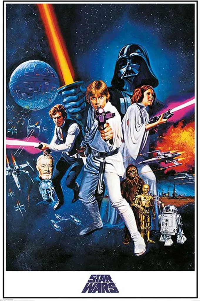 Affiche Star Wars Un Nouvel Espoir et Kit de Suspension Bois de 61 cm