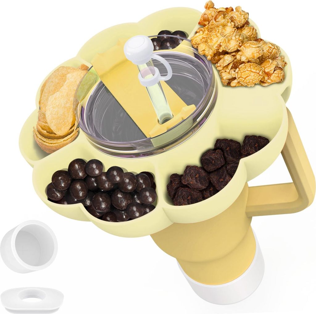 Snack-Tablett-Ring für Stanley Trinkbecher mit Griff, wiederverwendbar, Silikon, Zubehör für Stanley-Becher, plus Bodenstiefel, Strohhalm-Abdeck...