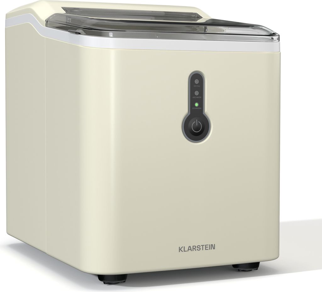 Klarstein Eiswürfelmaschine Klein - 12 kg/24 h, 8 Min Zyklus, 1,5 L Wassertank, LED-Anzeigen, Tragbar, Transparenter Deckel, Inkl. Schaufel - Eisw...