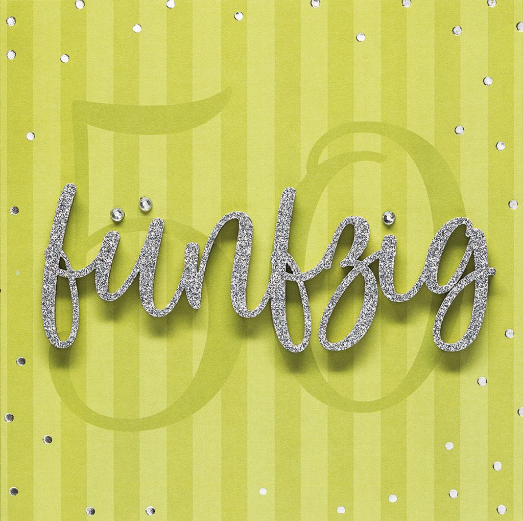 50 Geburtstag Lettering Quadratische Glückwunschkarte mit Applikatio