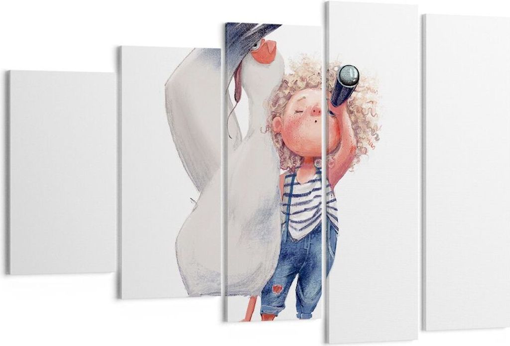 Bild auf Leinwand - Leinwandbild - 5 Teile - Albatros Kind Bild - 150x100cm - Wand Bild - Wanddeko - Wandbilder - Leinwanddruck - Bilder - Wanddeko...