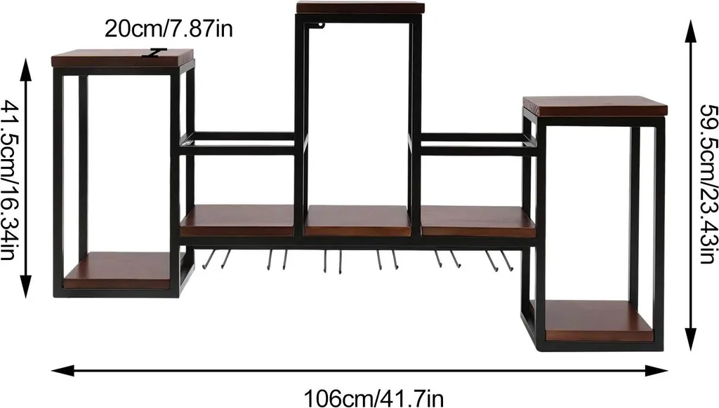 Porte-bouteille mural en acier noir mat avec support multifonction - 2