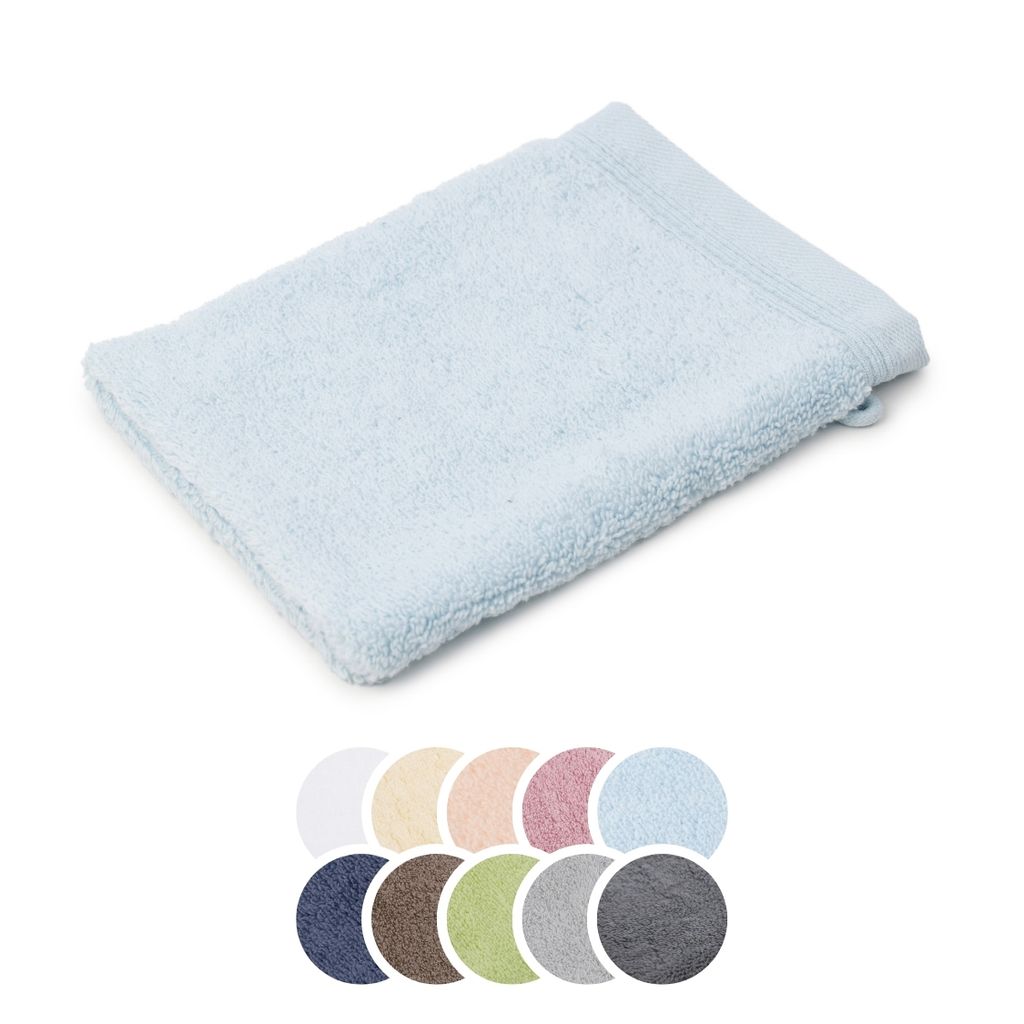 liebling Waschhandschuh Baumwolle Zero Twist, Serie Lille, 600 gr. / m², 16 x 21 cm, 60 Grad, ultra weich, saugstark, hellblau