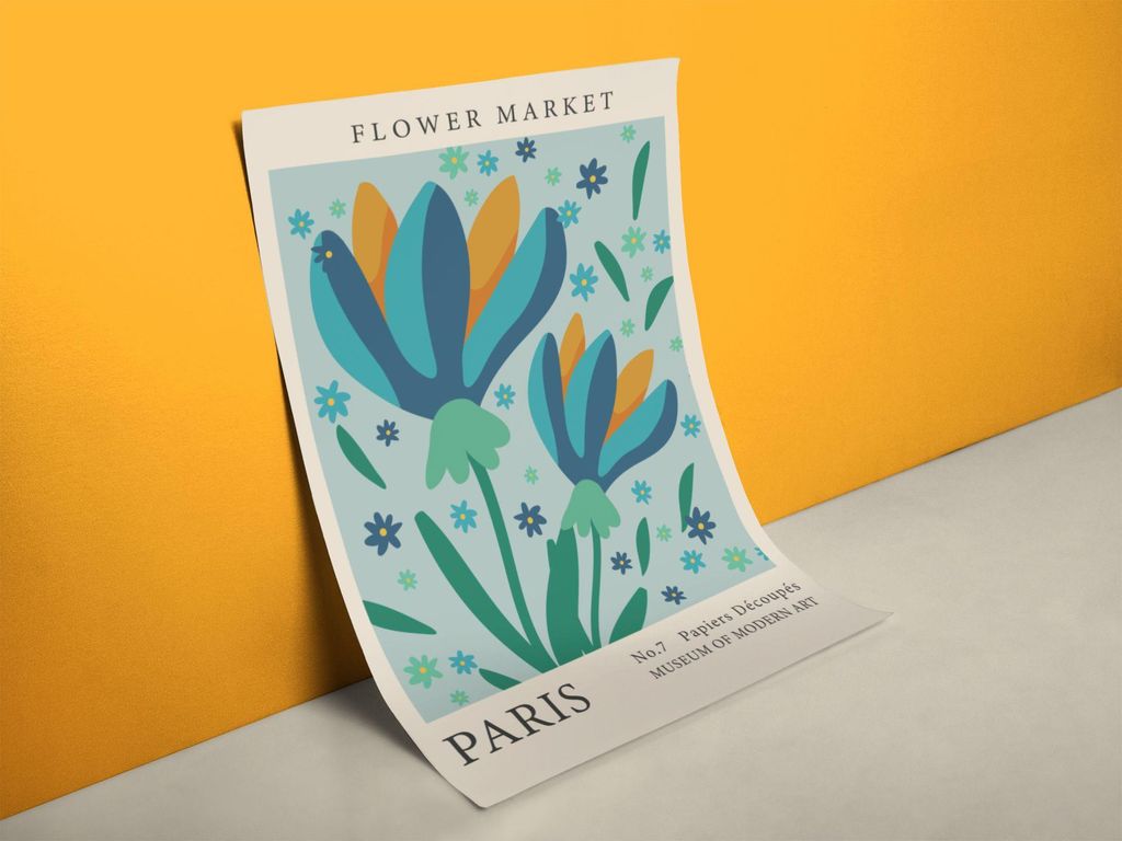 Blumenmarkt Paris Retro Poster | Größe in cm: 60 x 80