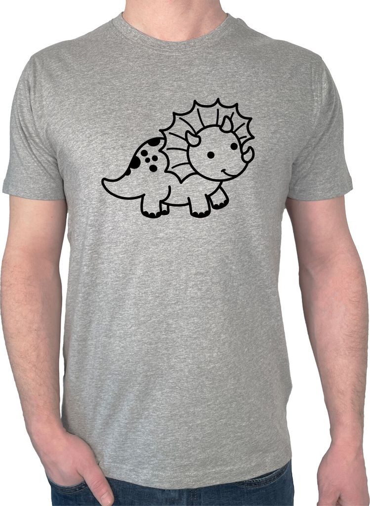 Huuraa Herren T-Shirt Triceratops Dinosaurier XL Sport Grey Bio Baumwolle Fairtrade Herrenshirt Geschenkidee