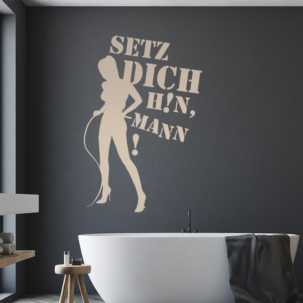 Setz Dich hin Mann! Wandtattoo in 6 Größen - Wandaufkleber Wall Sticker - Dekoration, Küche, Wohnzimmer, Schlafzimmer, Badezimmer