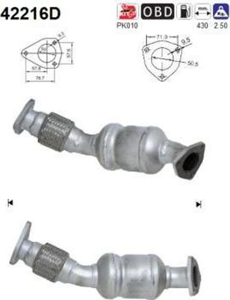 AS 42216D Katalysator OE 8E0254200DX kompatibel mit A4 8E, A6 4B