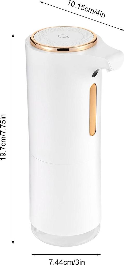 Schaumseifenspender - Automatisch mit Sensor - USB-Ladung 5V/1A - 250 ml Behälter - Berührungslos fürs Bad - Ladezeit 3–4 Std. - Weiß