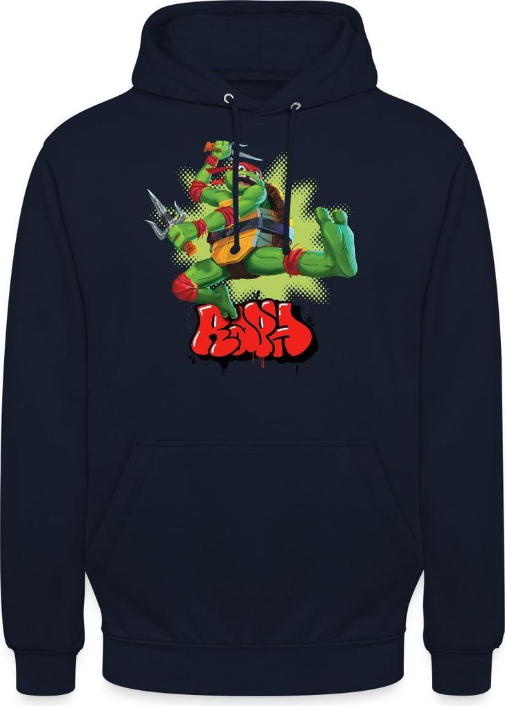 Spreadshirt TMNT Mutant Mayhem Mit Turtle Raph Uni Hoodie, XL, Navy