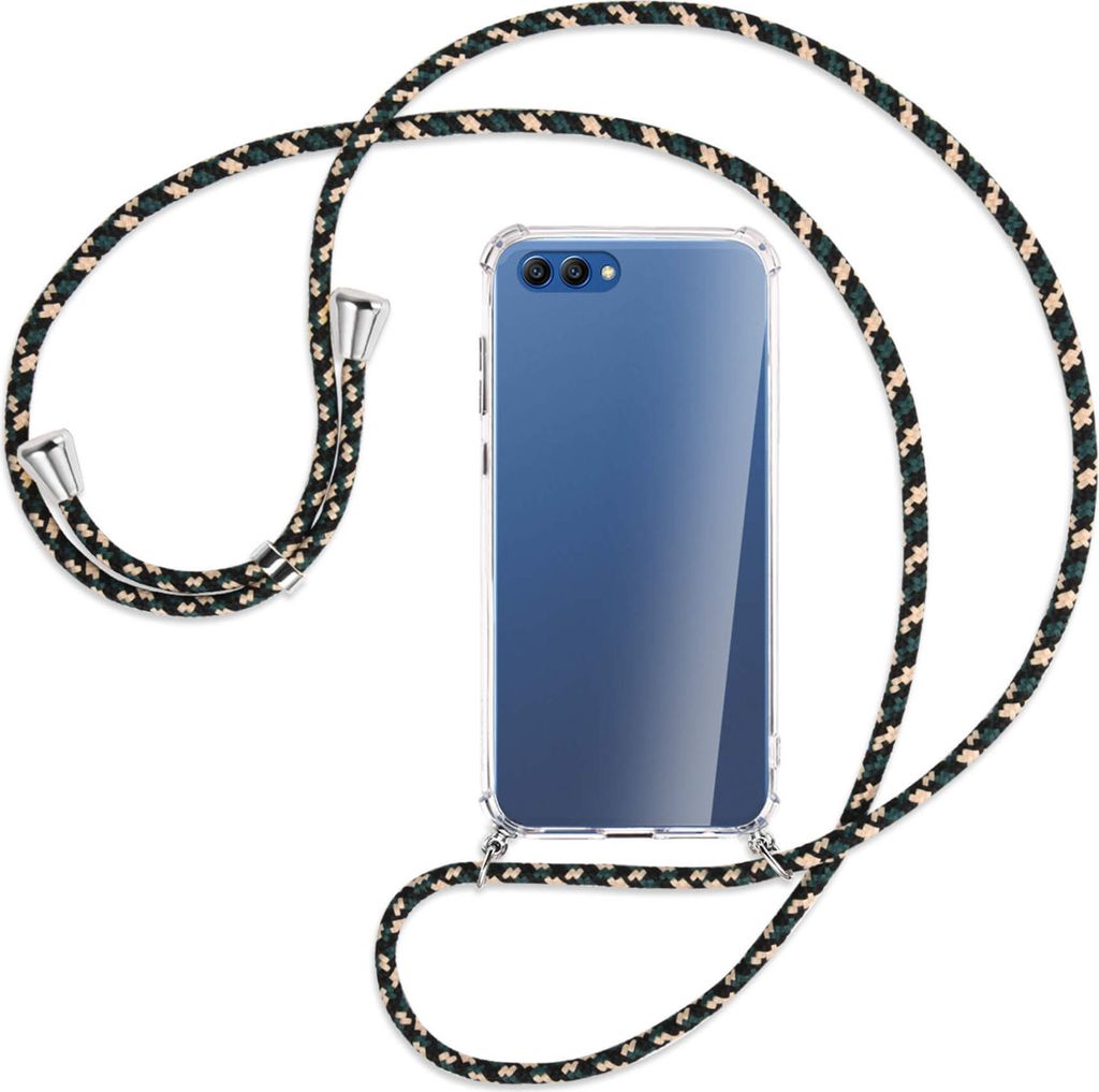 Handykette Backcover-Schutzhülle mit Band (Metall silberfarben) für Honor View 10 / V10 - camouflage
