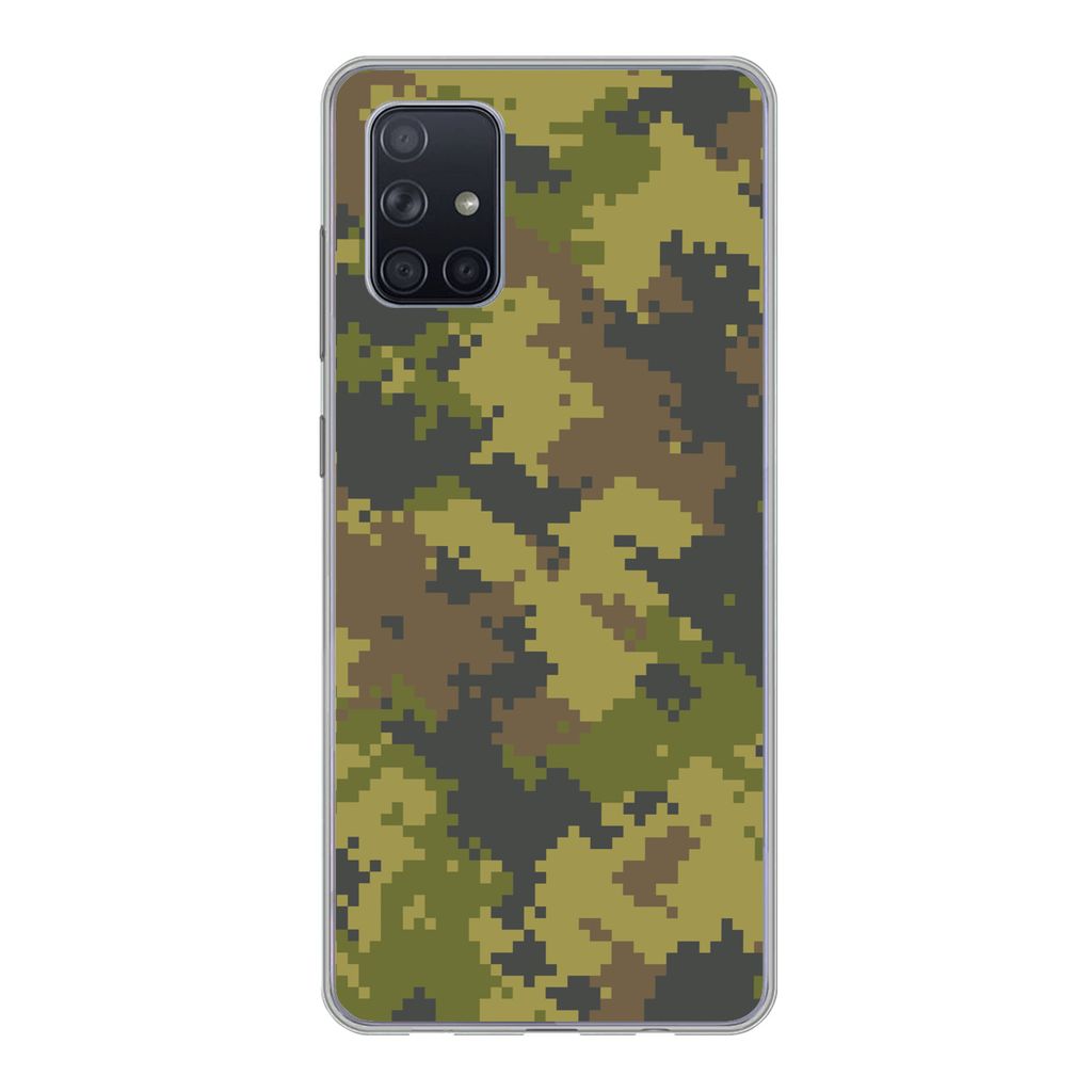 MuchoWow Handyhülle Schutzhülle Hülle für Samsung Galaxy A51 5G Illustriertes Tarnmuster von Pixeln Silikon Softcase Handy Hülle - Abbildung