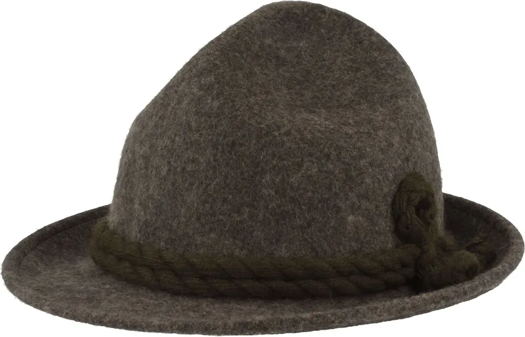 Cappello tradizionale a punta in feltro di lana con cordone di lana di Hut-Breiter