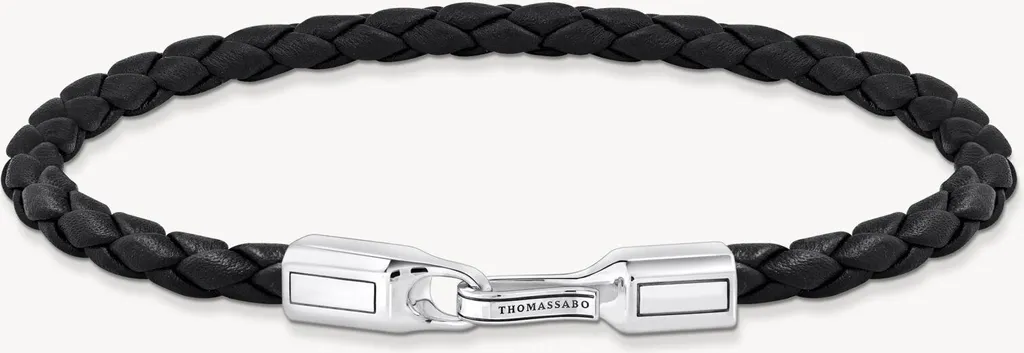 Thomas Sabo A2147-682-11 Bracelet en Cuir Noir et Argent Sterling 17 cm