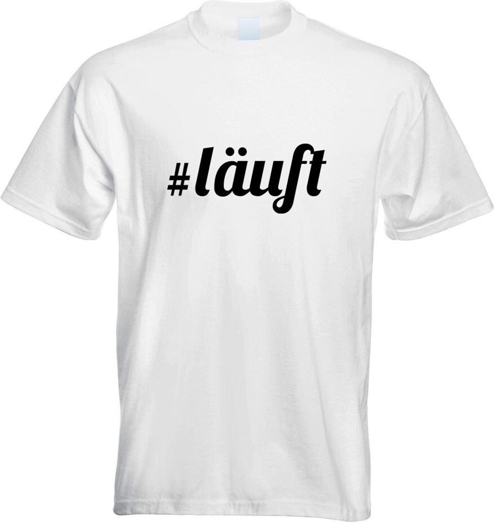 Kiwistar - T-Shirt - Weiss - Läuft Motiv Bedruckt Funshirt Design Print - mit Motiv Bedruckt - Funshirt Design - Sport - Freizeit - Herren - L