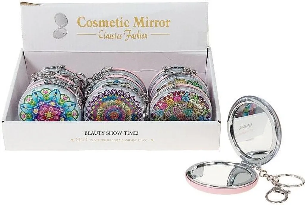 Miroir de Poche Mandala Lot de 12 Accessoires de Beauté Compacts Rose
