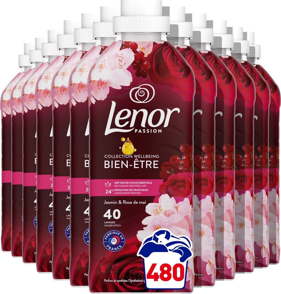 Lenor Weichspüler – Jasmin & Rose de Mai – 12 x 40 Wäschen – Vorteilspackung