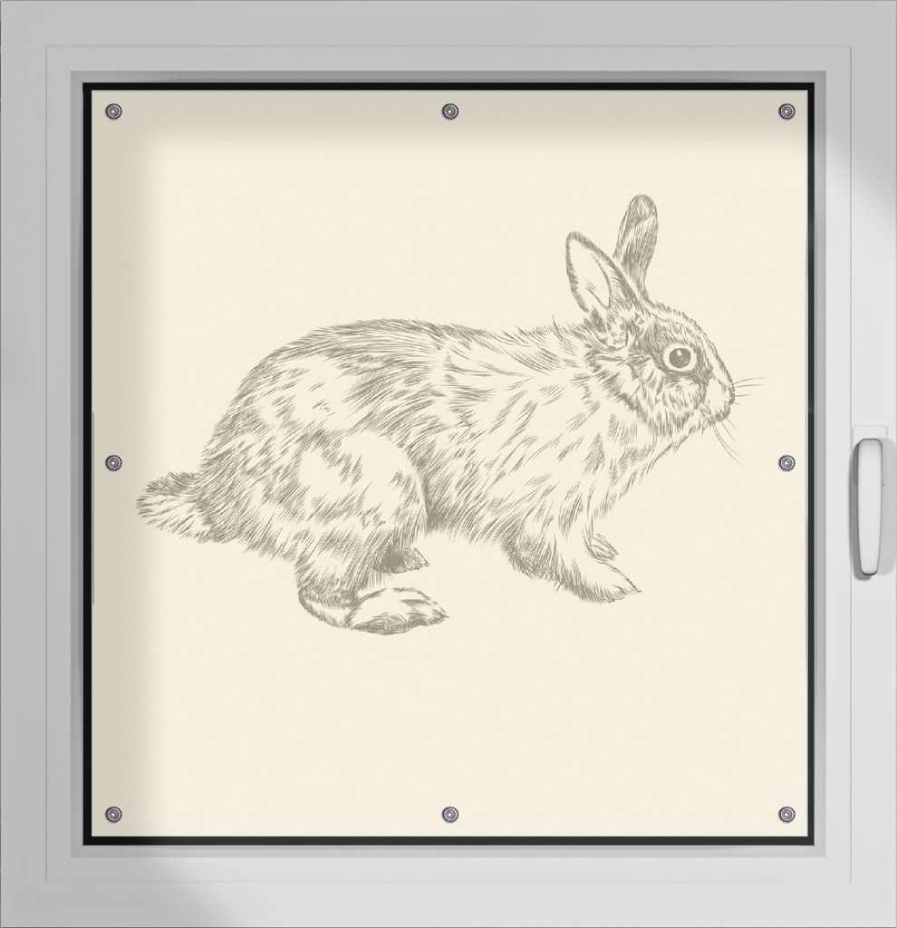 Wallario Lichtschutzbild, Dekorativer Sichtschutz Sonnenschutz 96 x 93 cm mit Motiv: Hase als illustrierte Bleistiftzeichnung - Verdunklung ohne Bo...