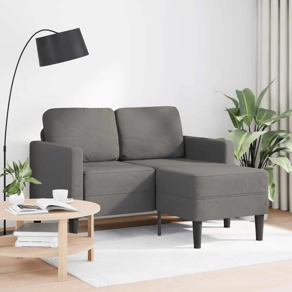 vidaXL Canapé 2 places avec chaise longue en L gris clair 125 cm Lin
