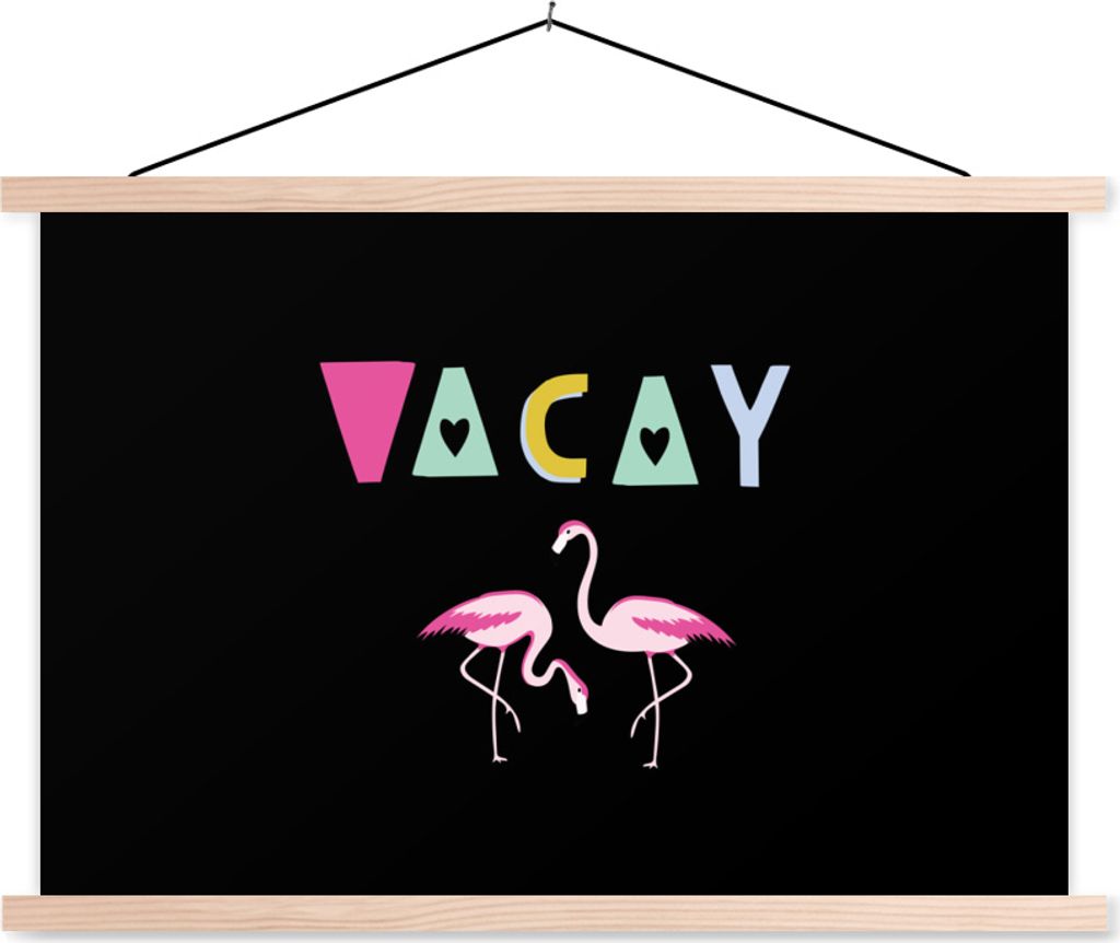 MuchoWow Textilposter Sommer - Flamingo - Rosa 60x40 cm mit holzfarbenen Rahmen - Bilder