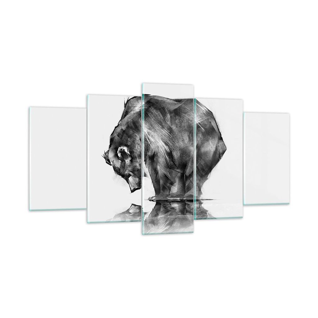 Bilder auf glas - Bär Tier - 160x85cm - Glasbilder - Wandbilder - Bilder - Kunstdruck - zum Aufhängen bereit - Wanddekoration aus Glas - Glas Bil...