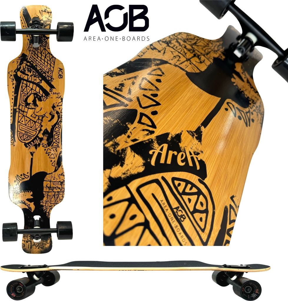 AOB Tribal Curves Longboard drop through twin tip bambus 38''