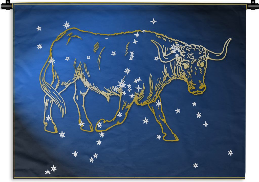 MuchoWow Wandteppich Wandbehang Sternbild - Stier - Sterne 90x67.5 cm Tapisserie Dekoration Wandtuch - Fototeppich - Wand-Skulpturen