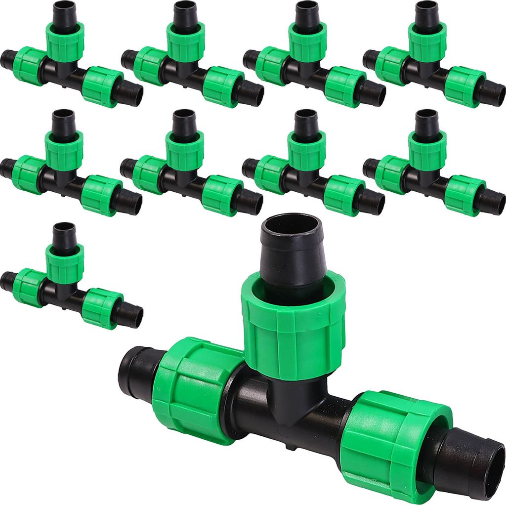 10x T-Stück 17mm Tropfschlauch zur Bewässerung Bewässerungsbänder Verbinderstück
