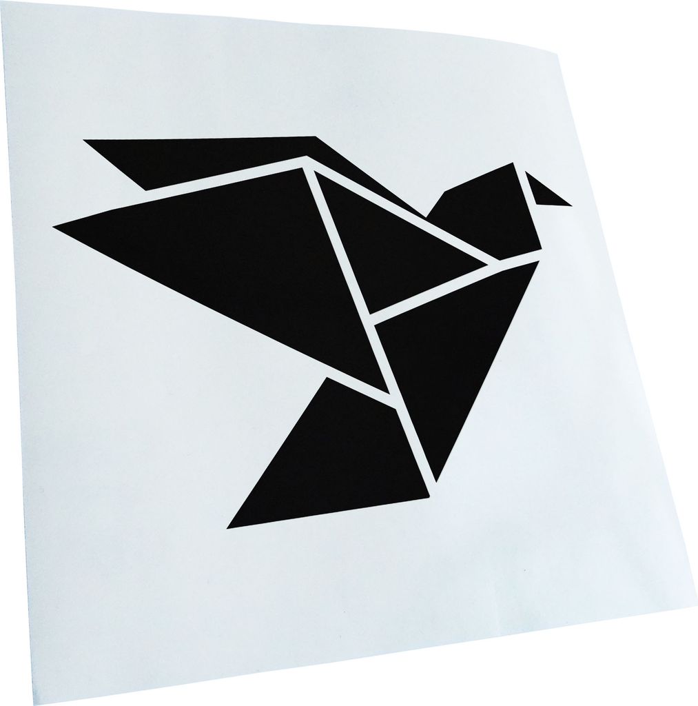 Kiwistar - Autoaufkleber - Papierfalten Vogel M1 - Schwarz - 50x33cm - Aufkleber für Auto, Laptop, Fahrrad, LKW, Motorrad mehrfarbig JDM Decal Racing